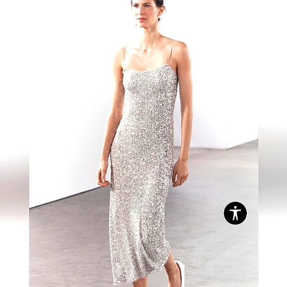 Zara Other - ZARA WOMAN COLLECTION Midi Dress Round Neckline Thin Straps $109 NWT